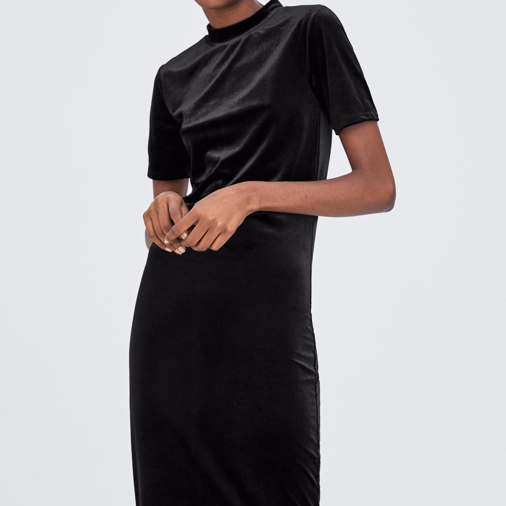 Zara Velvet High Neck Dress